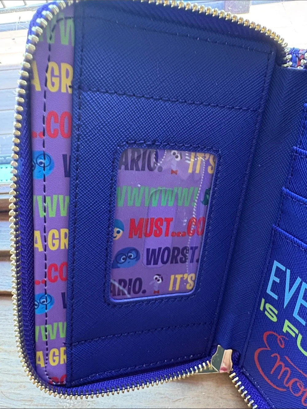 NWOT DISNEY Loungefly Pixar Inside Out Zip Around Emotions Wallet Blue/Purple